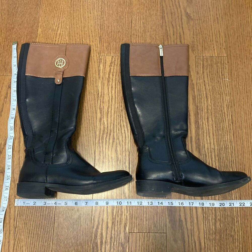 8 Tommy Hilfiger colorblock knee boots tan black